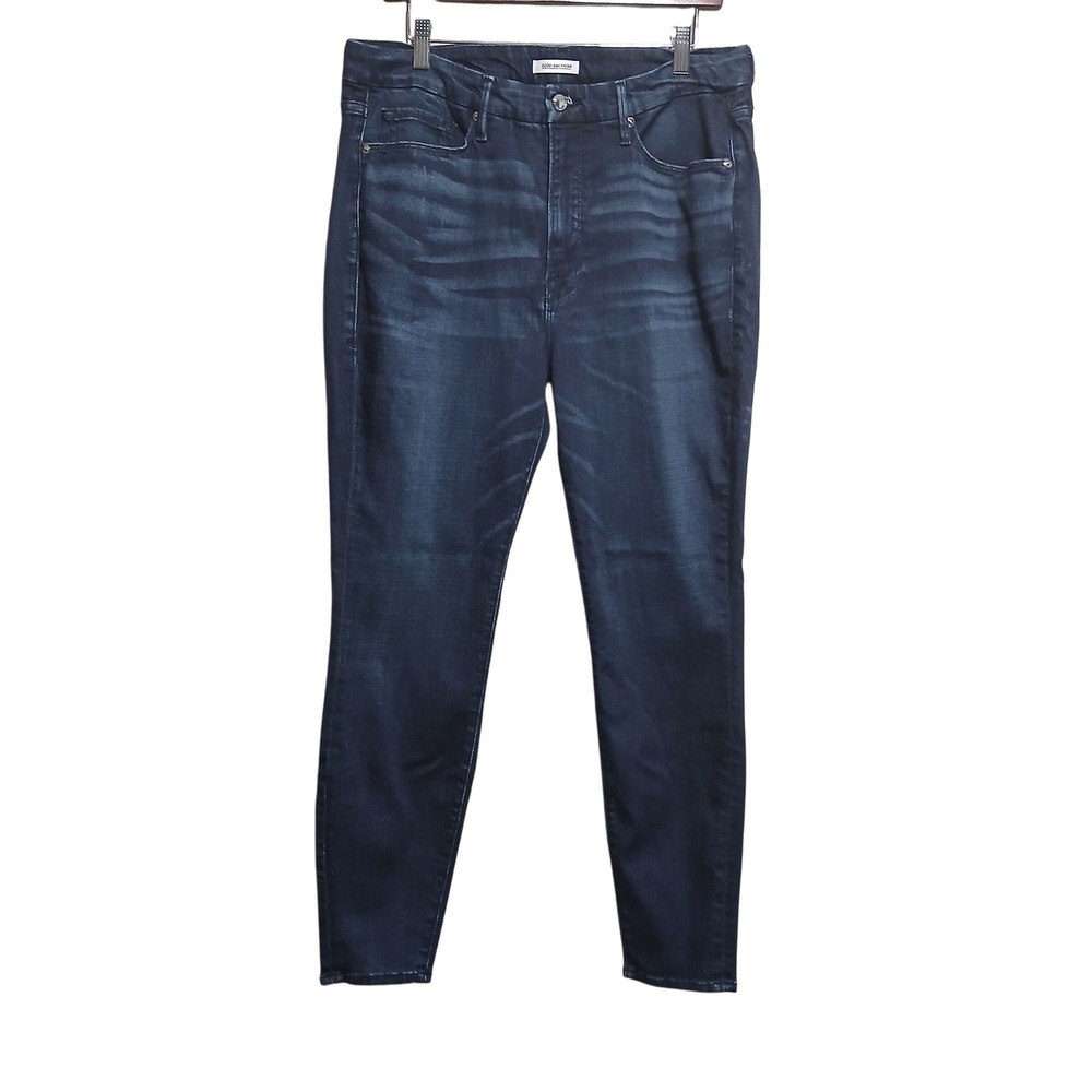 Good American Good Waist Crop Jeans‎ Womens Size 16 Dark Wash Denim